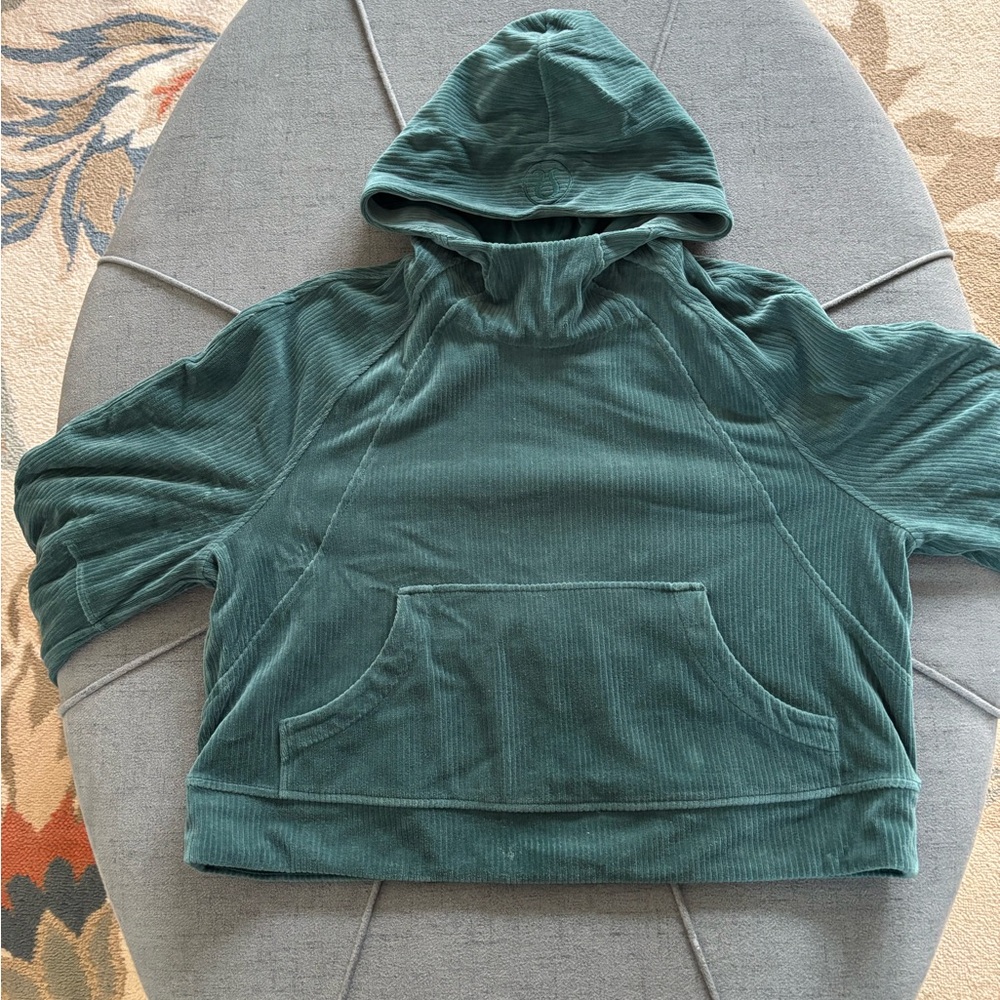 Lululemon soft corduroy teal hoodie size M/L